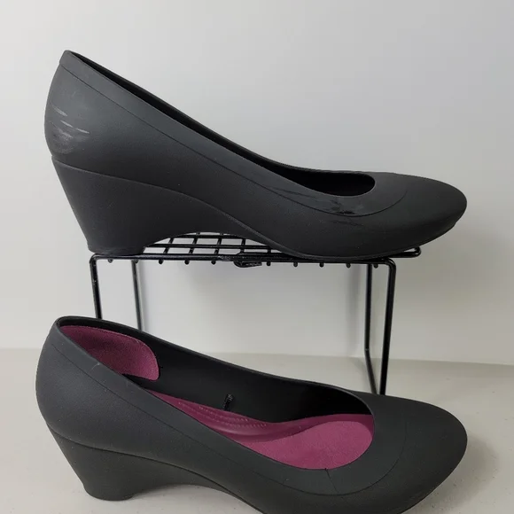 Crocs Woman's Wedges Shoes gray pink Sz 7 - Picture 11 of 11